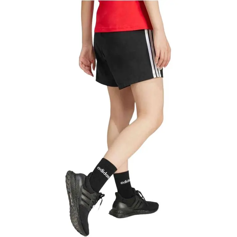 Adidas Women's Essentials 3 Stripes Cotton Shorts Black/White-4