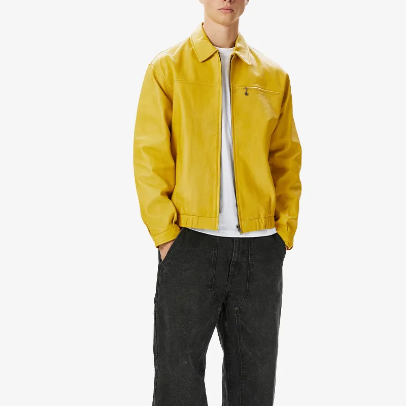 Thisisneverthat Leather Jackets Unisex Yellow-3