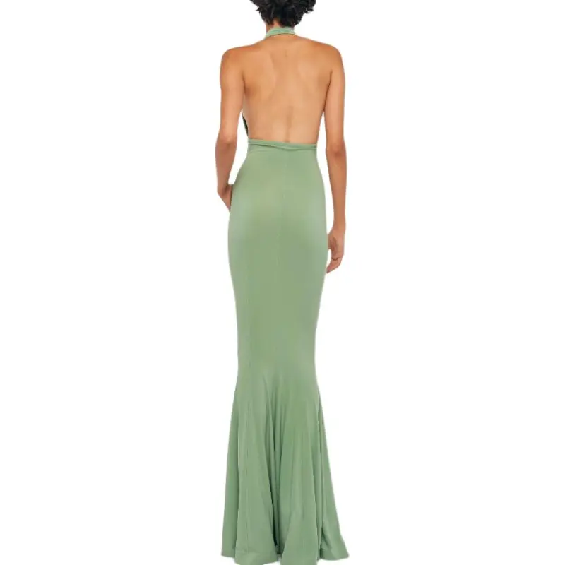 NORMA KAMALI Cross halter Fishtail Gown-4