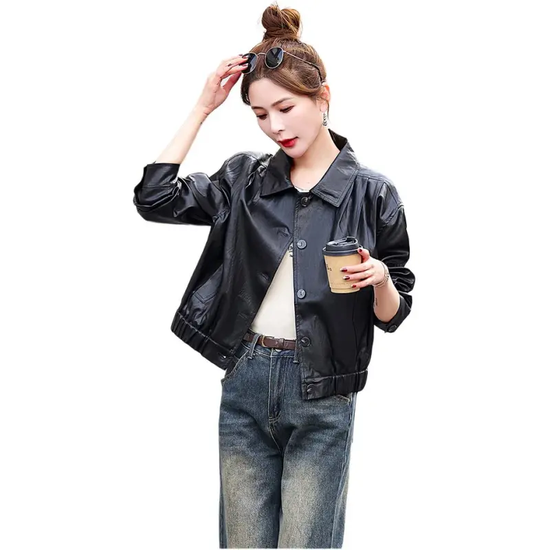 Fele.d Leather Jackets Women's Black-1