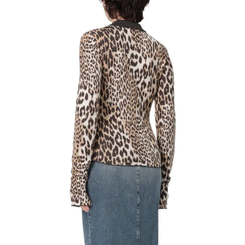 GANNI Leopard Print Long Sleeve Top-3