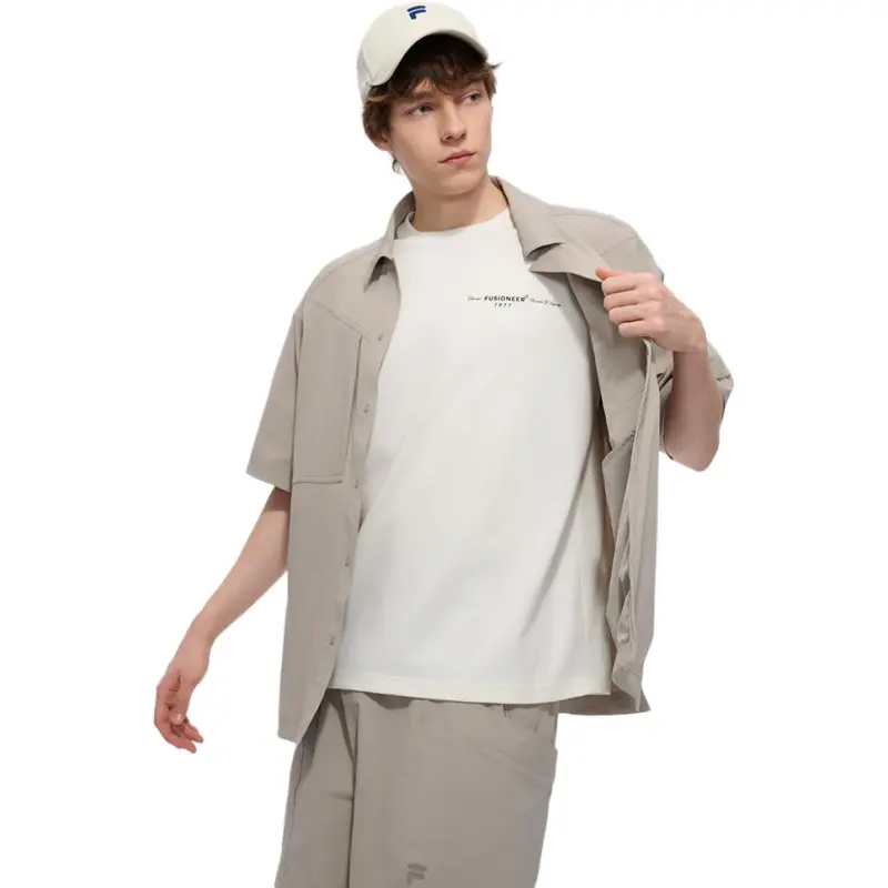 FILA FUSION LIFEFUSIONEER Shirt Men's Gray Stone Brown BN-3