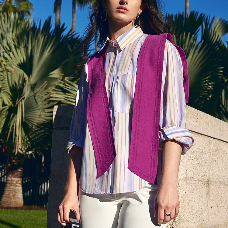 FILA SS24 Shirt Women's Triangle Plum Powder-2