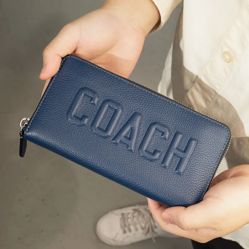 COACH Leather Wallet Unisex Dark Blue-2