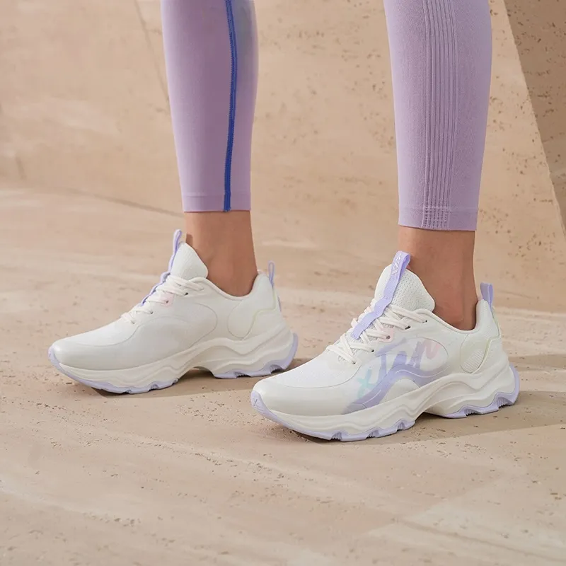 XTEP Man Dance Anti Slip Wear Resistant Low Top Casual Running Shoes Women's White Purple Pink-4