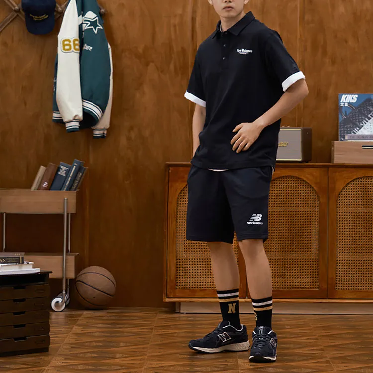 New Balance Logo Polo Shirt Men's Black-3