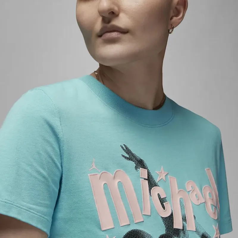 Jordan Air Drop Shoulder Sleeve T-Shirt Women's Lake Blue-4