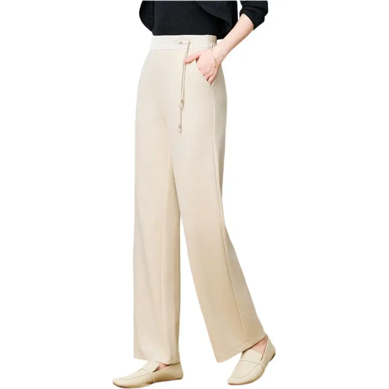 FENHONGMALI Casual Pants Women's Ecru-3