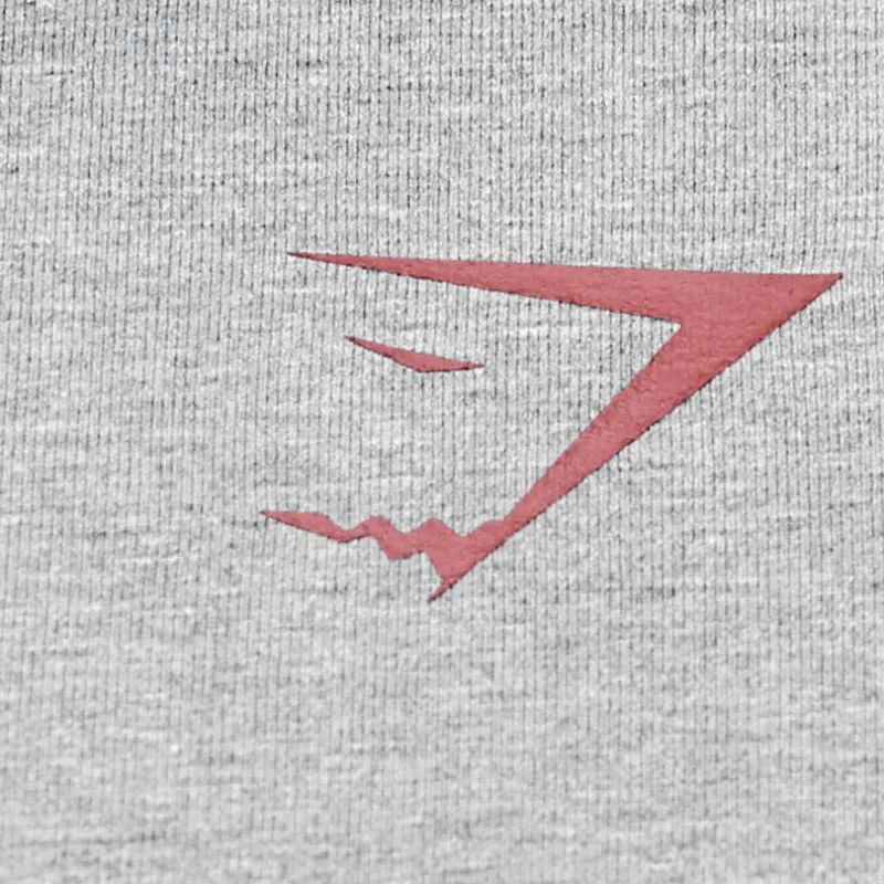 GYMSHARK Power T Shirt Men's Charcoal Gray Core Heather Gray/Red-4