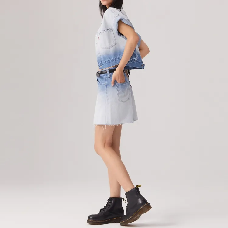 Levi's Denim Short Skirts Women's Light Blue-3