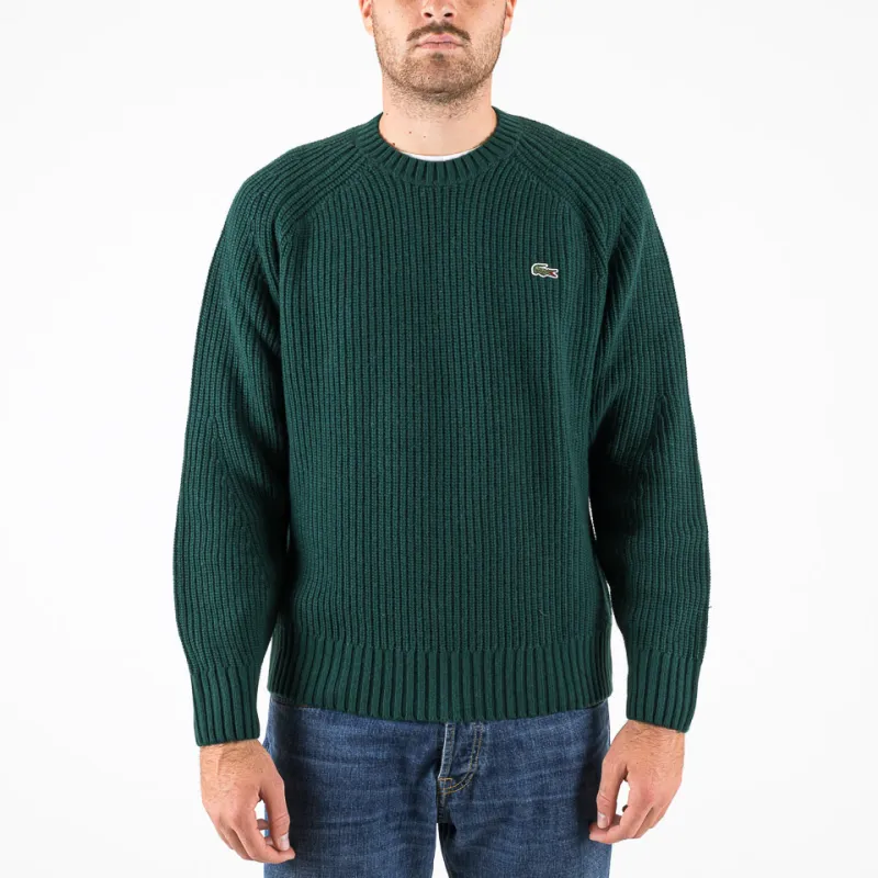 LACOSTE Logo Embroidered Crewneck Knitted Jumper-2