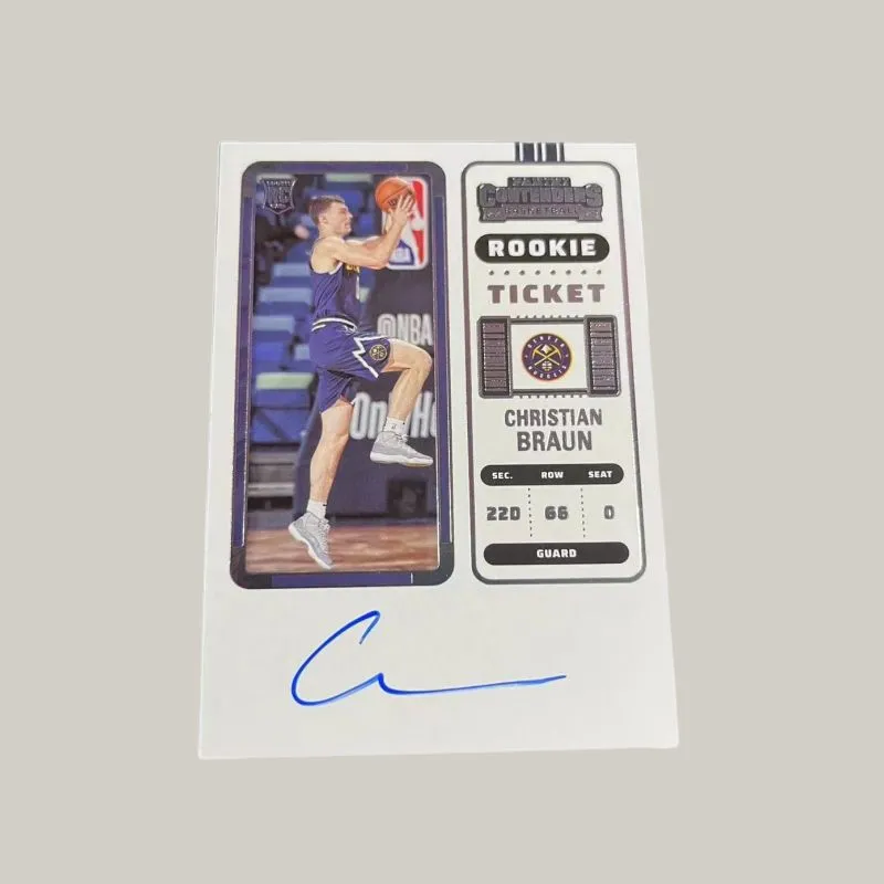PANINI Braun 22 23 Nuggets Ball Game Ticket Rising Stars Card Sign Signature Star Card Product Access Sports Cards 1 Pc-3