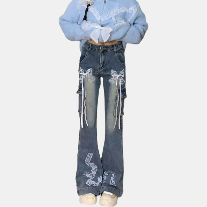 LESS BEARS Jeans Women's Blue-4