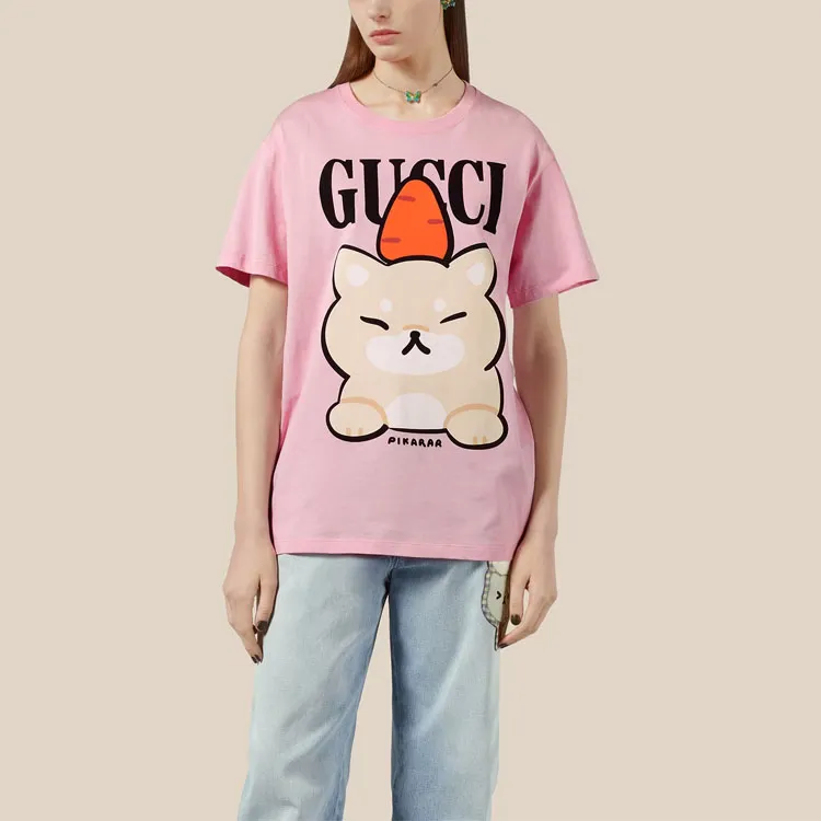 GUCCI Animal Print T Shirt Pink-2