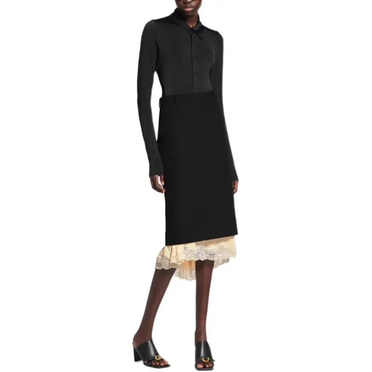 Balenciaga Casual Long Skirt Women's Black-4