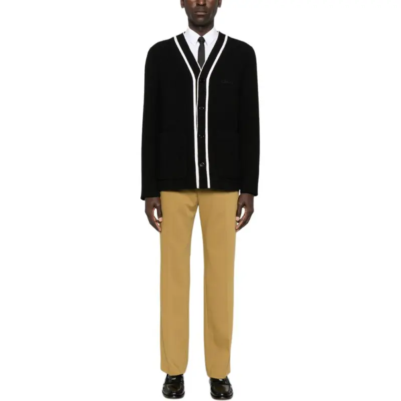 GUCCI Logo Embroidered Button Up Knit Cardigan-1