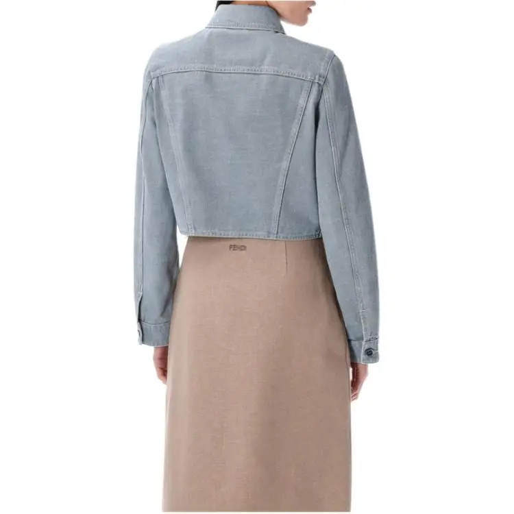 FENDI Logo Detailed Denim Jacket-2