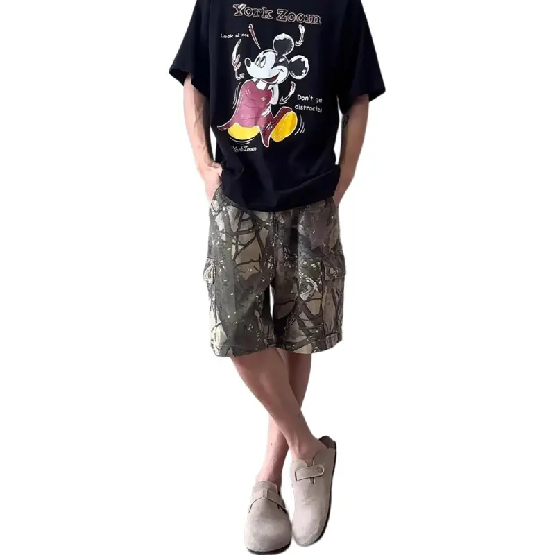 DUATOGE Denim Shorts Men Camouflage -2