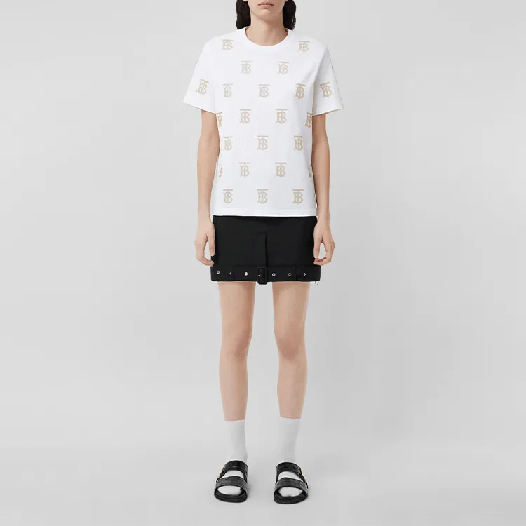 Burberry SS22 Drop Shoulder Sleeve T Shirt Women's White-1