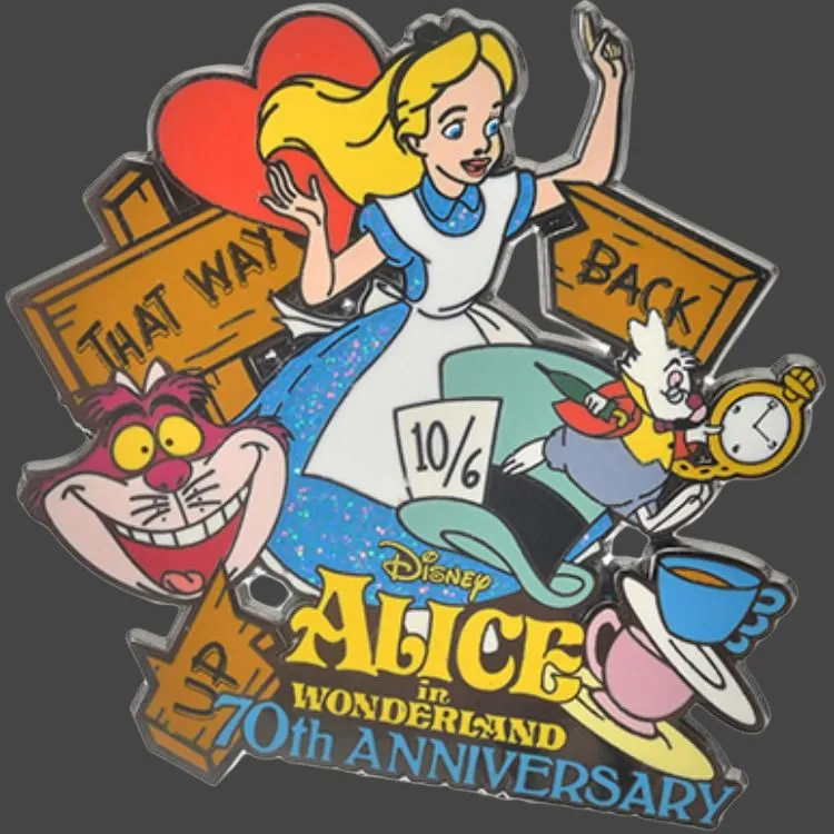 Disney March Hare Cheshire Cat Alice Alice's Adventures In Wonderland 70th Anniversary Badges-3