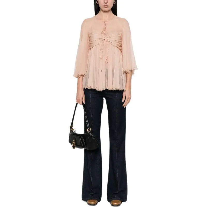 Chloé Pleated Silk Top-1