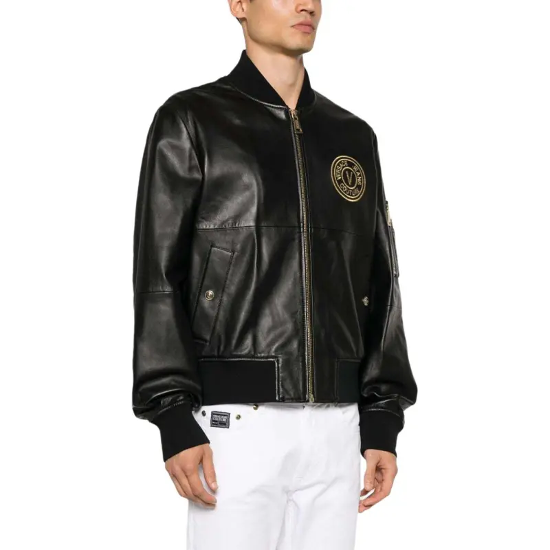 VERSACE JEANS COUTURE V Emblem Zipped Bomber Jacket-4