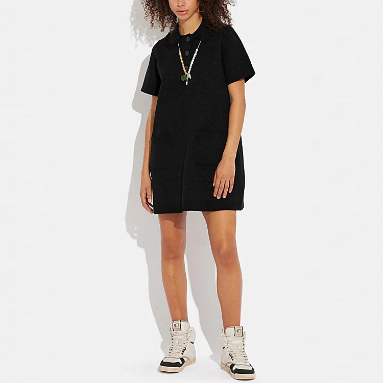 COACH SS23 Short Sleeved Dress Women's Black-1