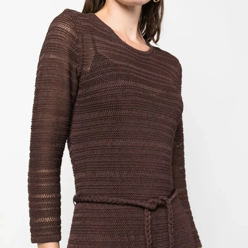Zimmermann Long-Sleeved Openwork Belted Dress-1