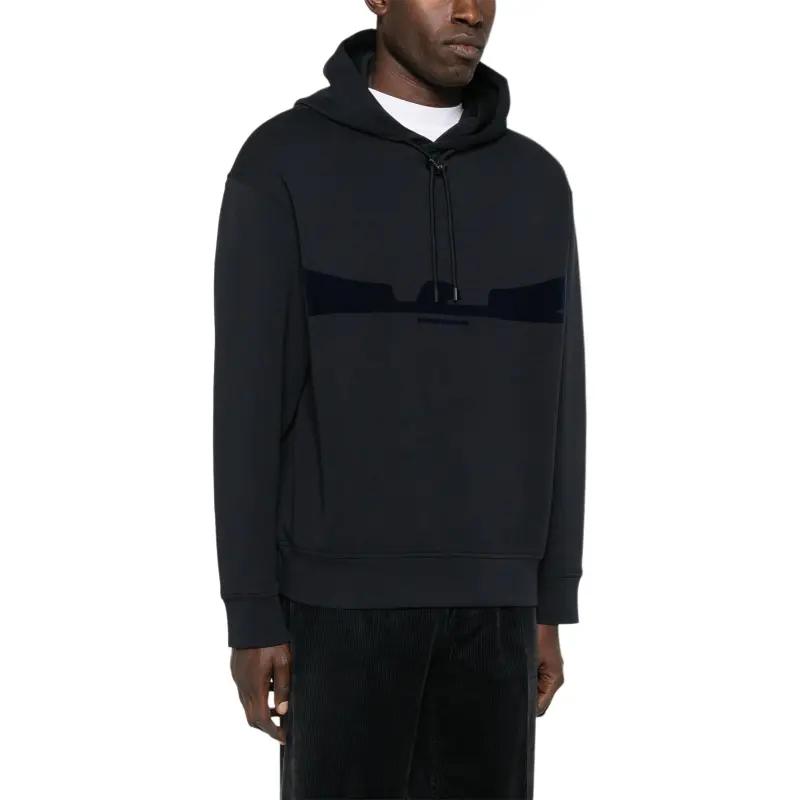 EMPORIO ARMANI Flocked eagle Jersey Hoodie-3