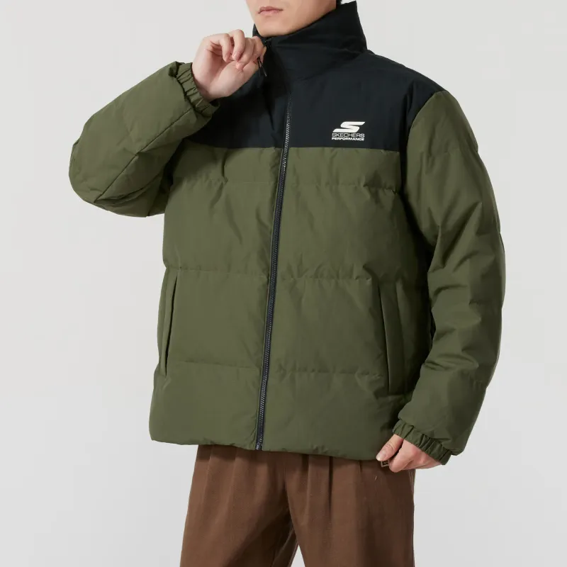 Skechers Down Jacket Men's Green Black With White Accents-2