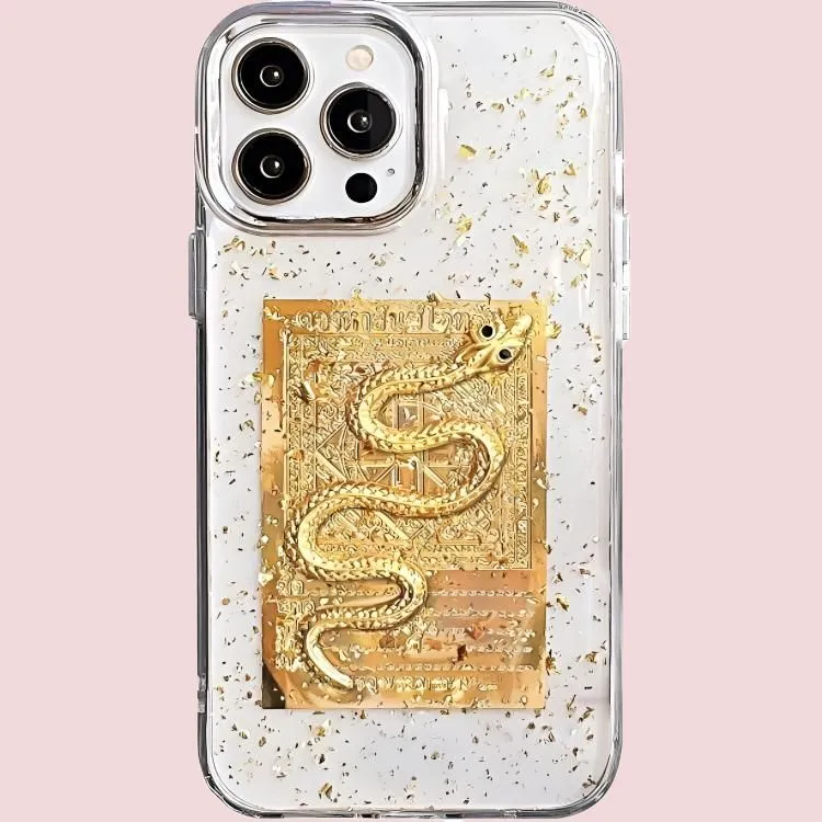 Wei Xin Acrylic Material 3D Gilded Golden Snake Phone Cases Compatible With IPhone 16/15 Pro Max/Apple 13/14 Pro/Max-1