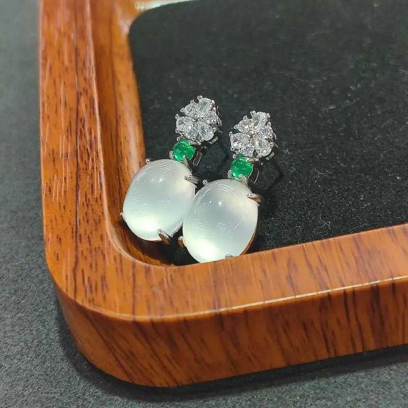 Grace Chalcedony Jade Earrings Women's-5