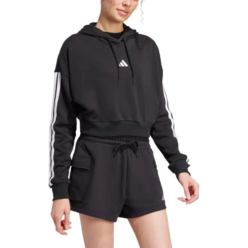 Adidas Free Shipping With AdiClub Essentials 3 Stripes French Terry Crop Hoodie-3
