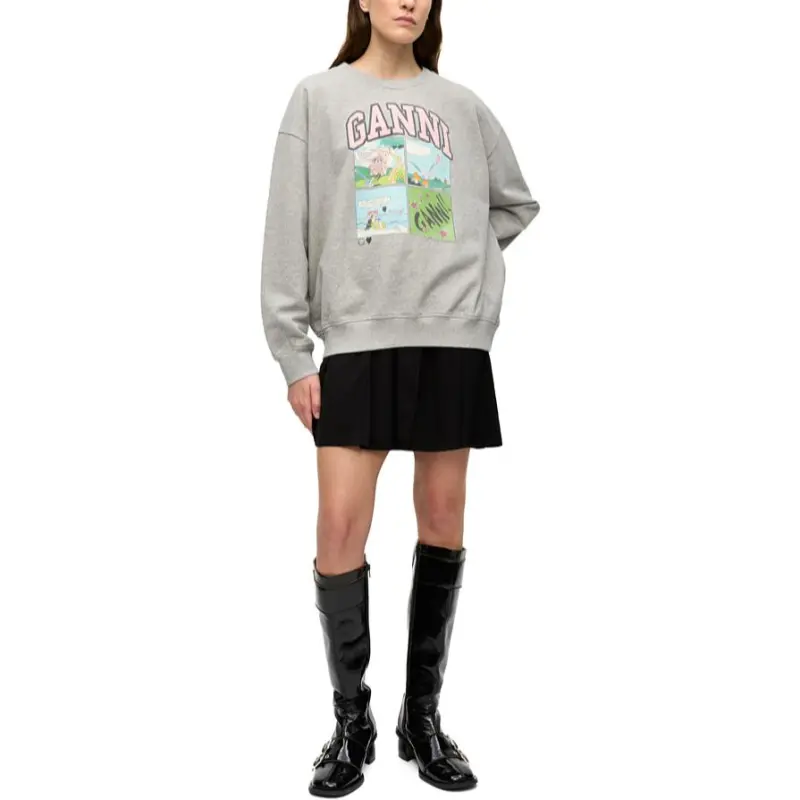 GANNI Logo Printed Oversized Sweatshirt-2