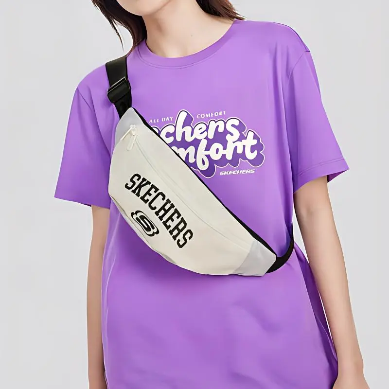 Skechers Fabric Sling Bag Crossbody Bag Fanny Pack Regular Unisex Cream Beige White-4