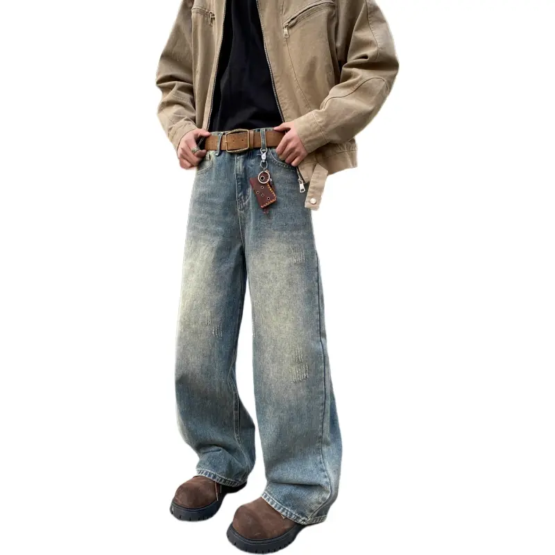 HOKLV Jeans Unisex Vintage Blue-3