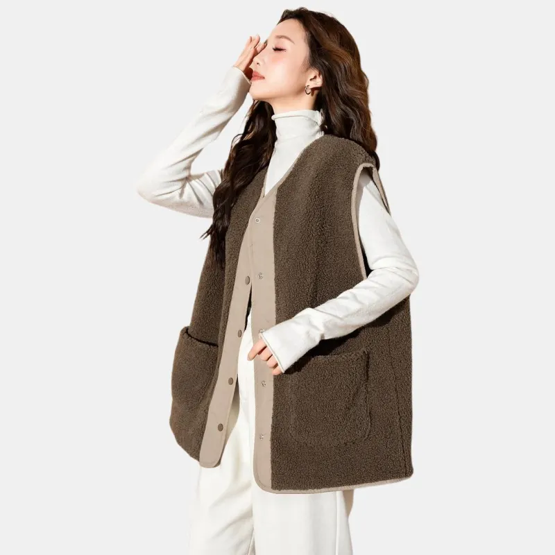 Tonlion Vest Women's Dark Coffee Brown-1