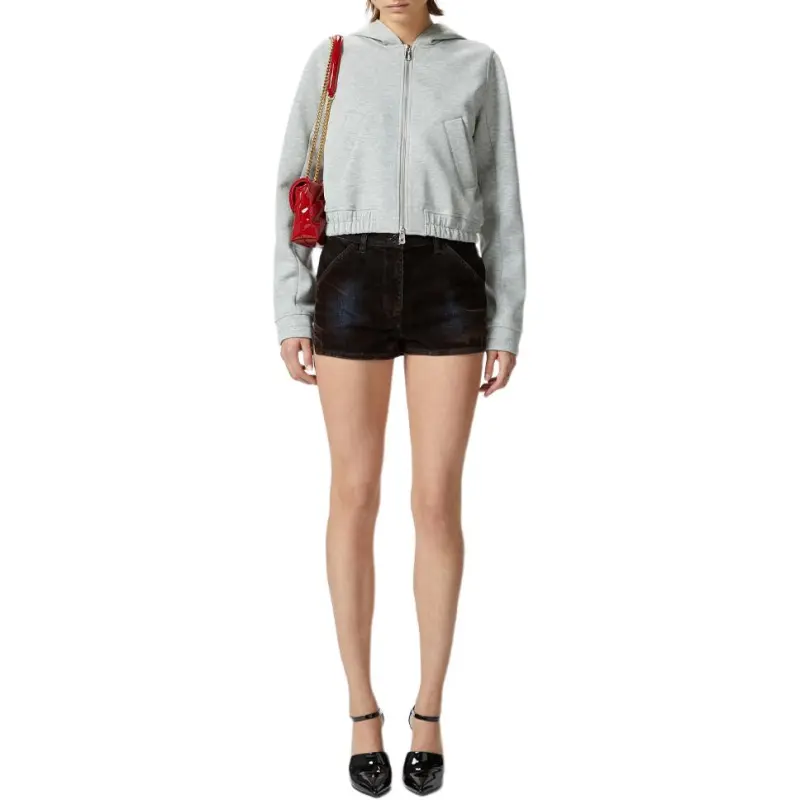 PINKO Cropped Jersey Hoodie-2