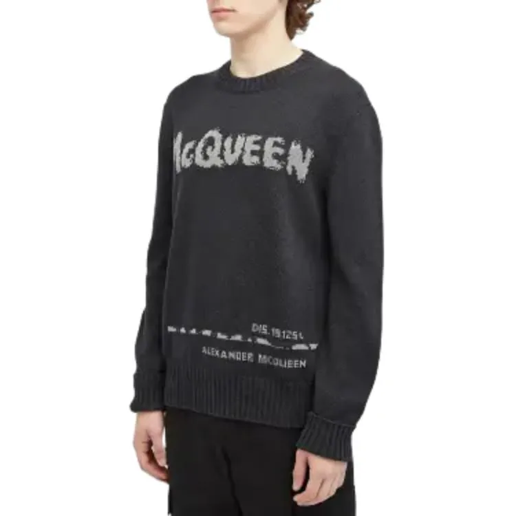 Alexander McQueen Logo Intarsia Knit Crewneck Jumper-4