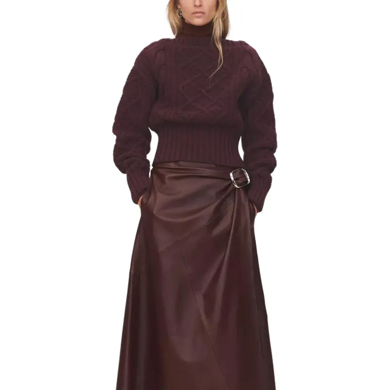 ZARA Sweater Women's Burgundy Red-4