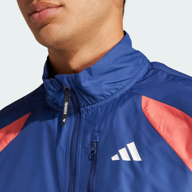 Adidas COLORBLOCK Own The Run Colorblock Jacket Stand Collar Jackets Men's Dark Blue-4