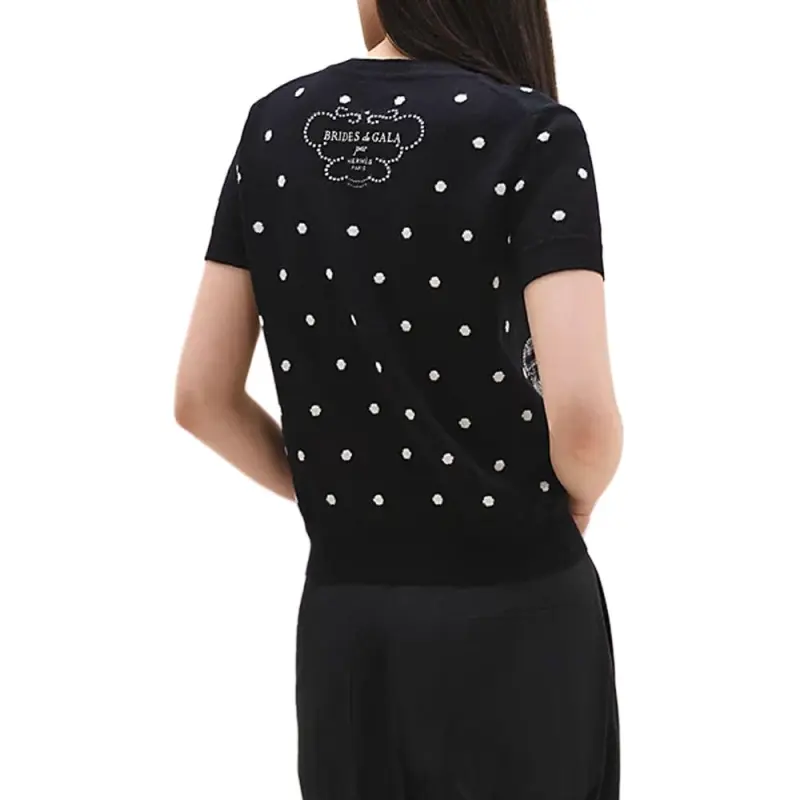 HERMES Cashmere Sweater Women's Blue Black-1