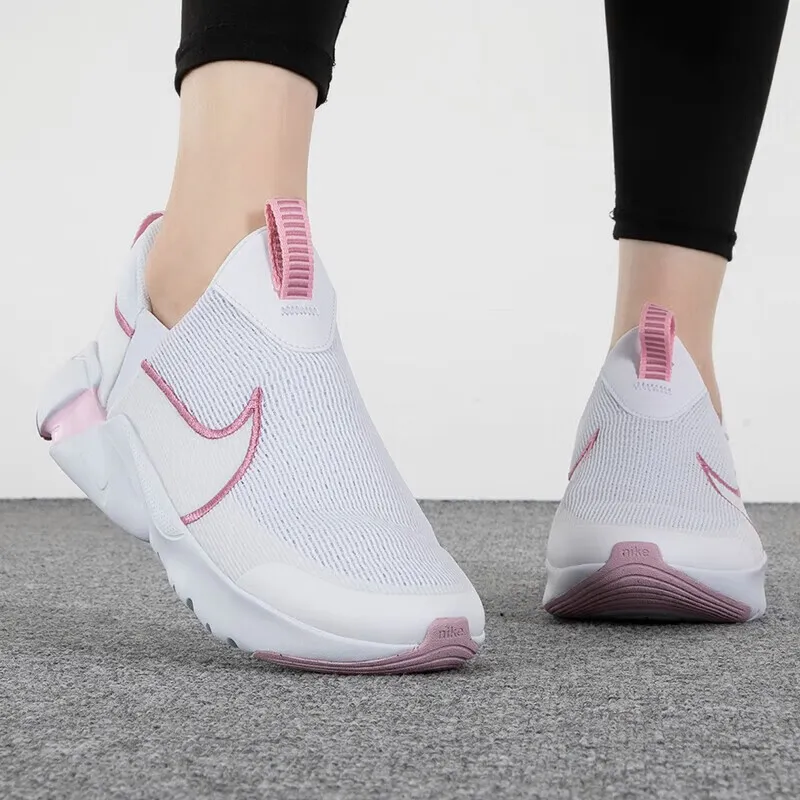 Nike Flex Plus Abrasion Resistant Breathable Support Low Top Kids' Running Shoes White Pink Unisex-1