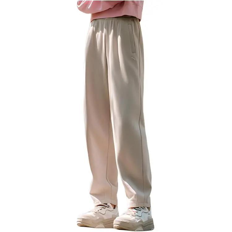 Anta Comprehensive Training Collection Sports Lifestyle Collection Knitted Sweatpants Women's Nude Khaki-3