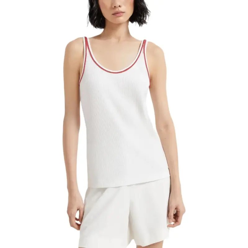 Brunello Cucinelli Piped trim Jersey Tank Top-1
