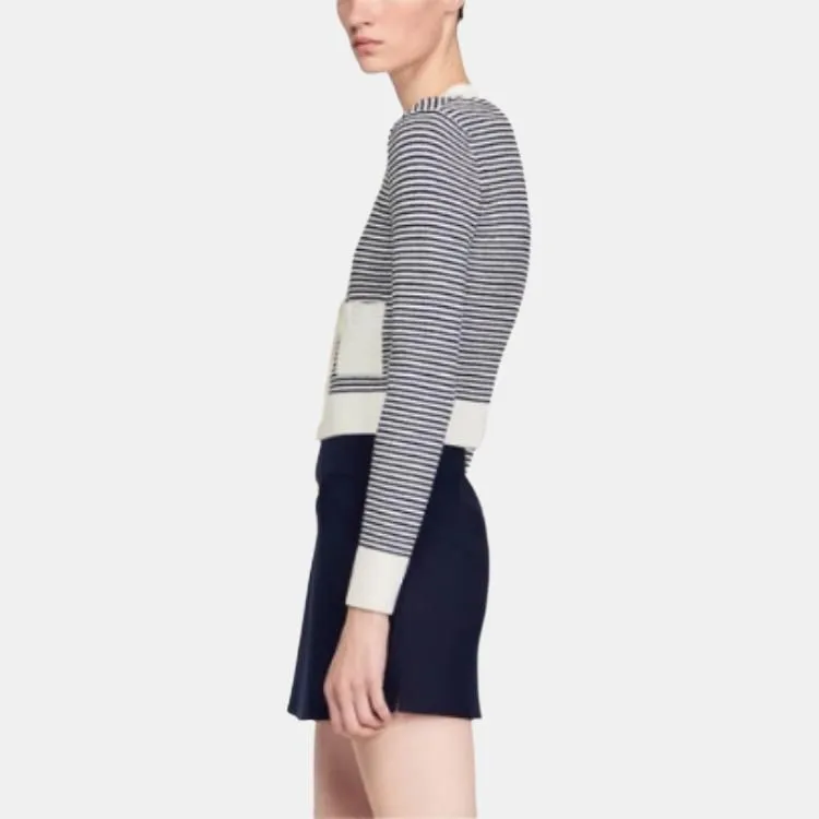 Sandro Striped Cotton-blend Cardigan-2