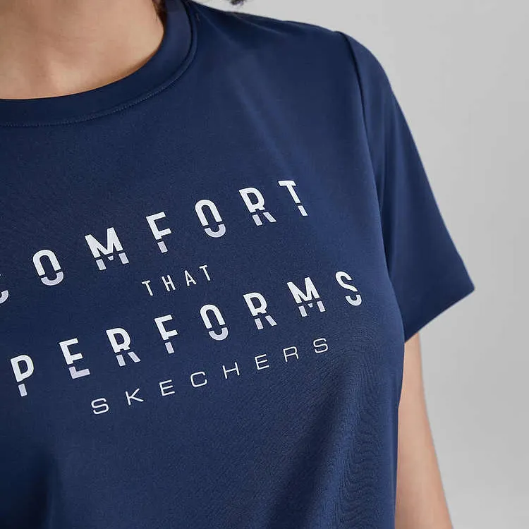 Skechers T Shirts Women's Marine Collegiate Blue-4