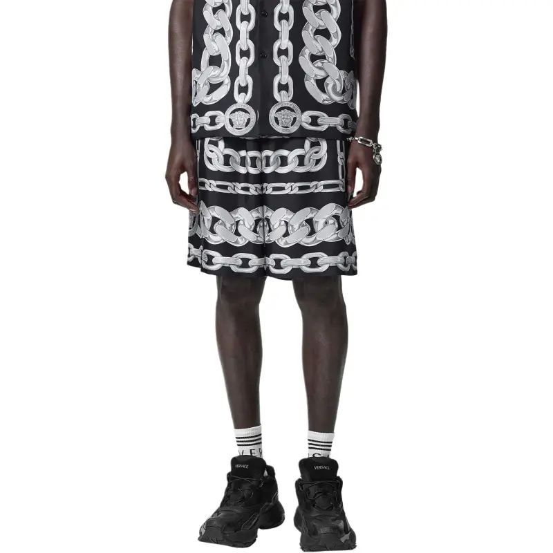VERSACE Medusa Chains Silk Shorts-3