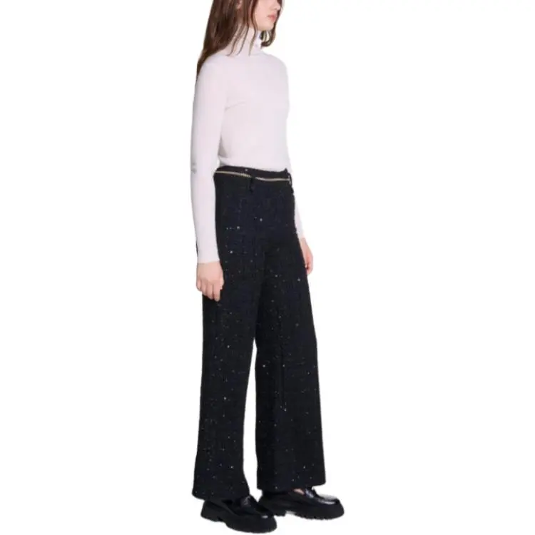 Maje Sequinned Tweed Trousers-3