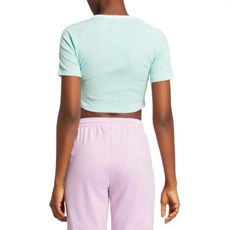 Adidas Women's 3 Stripes Baby T Shirt Semi Flash Aqua-1